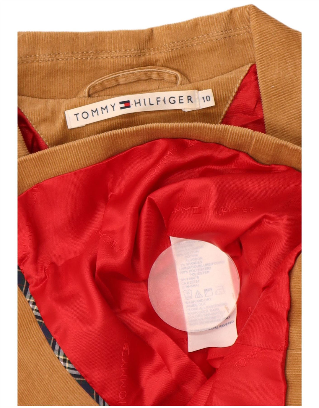 Tommy Hilfiger Womens 3 Button Corduroy Blazer Jacket US 10 Large Beige