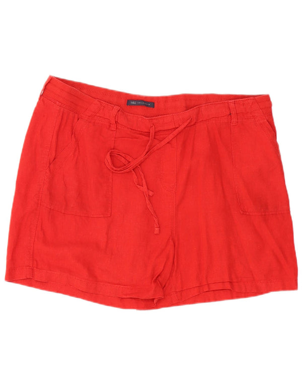 Marks & Spencer Womens Casual Shorts UK 16 Large W38 Red Linen