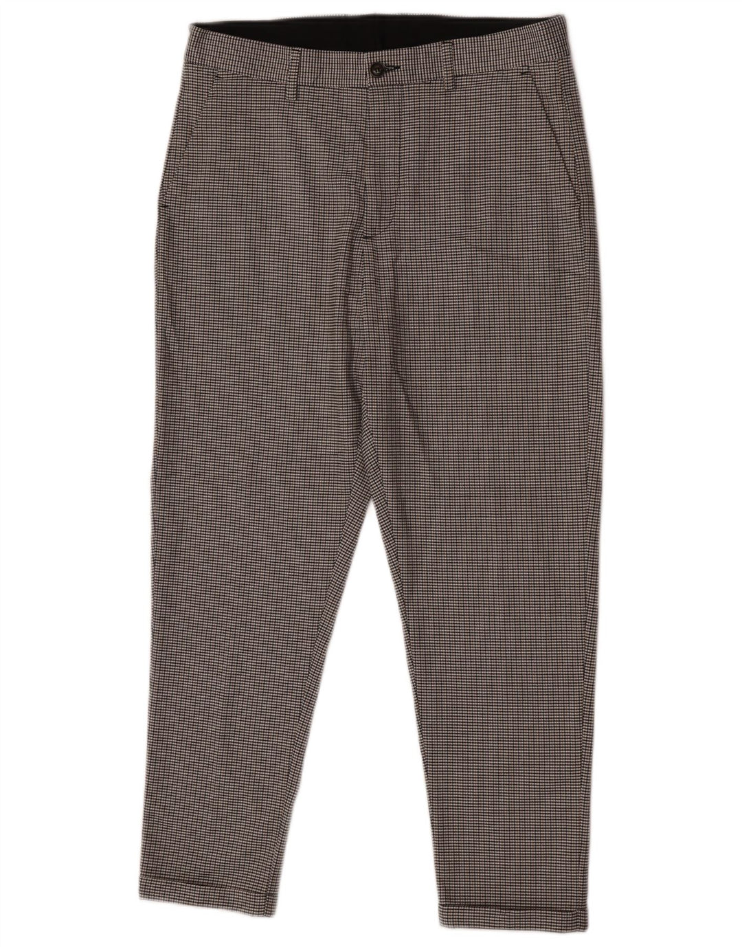 Zara Mens Slim Chino Trousers EU 40 Medium W31 L25 Grey Houndstooth