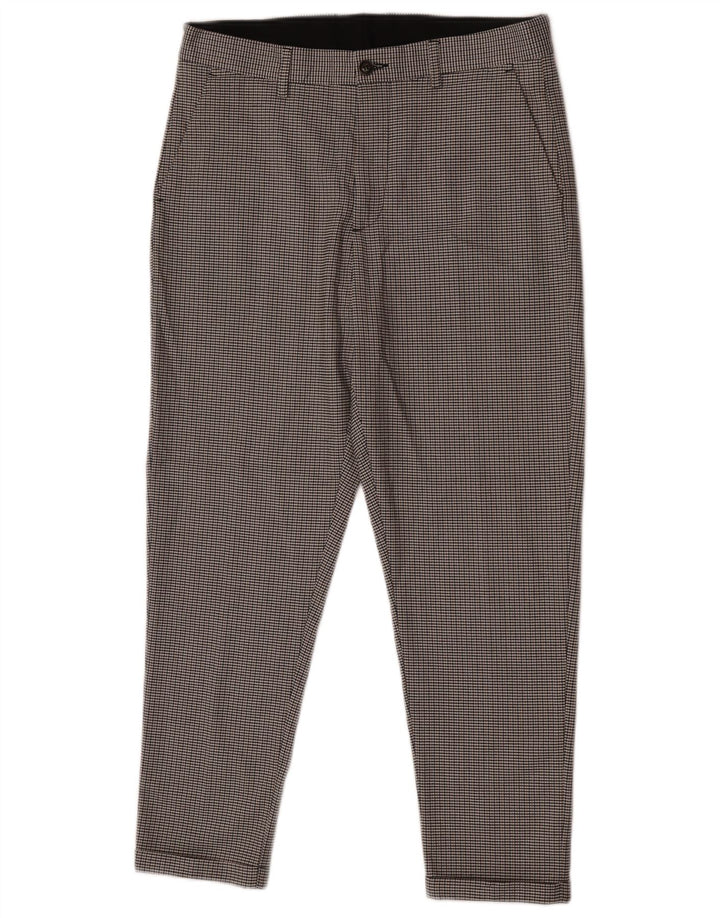 Zara Mens Slim Chino Trousers EU 40 Medium W31 L25 Grey Houndstooth