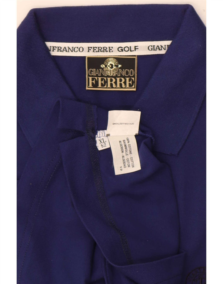 Gianfranco Ferre Mens Polo Shirt XL Blue Cotton