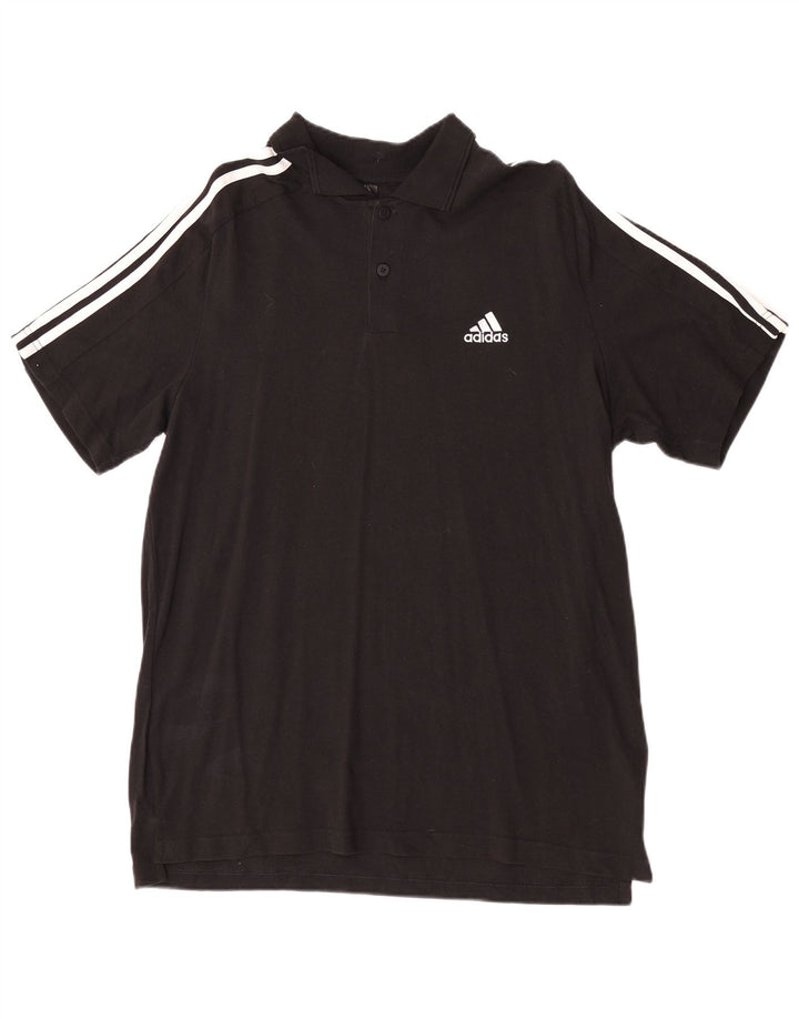 Adidas Mens Polo Shirt Large Black Cotton