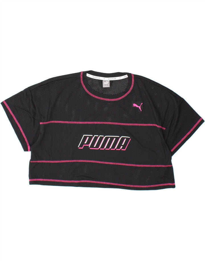 PUMA Womens Crop Graphic T-Shirt Top UK 18 XL Black Polyester Vintage Puma and Second-Hand Puma from Messina Hembry 