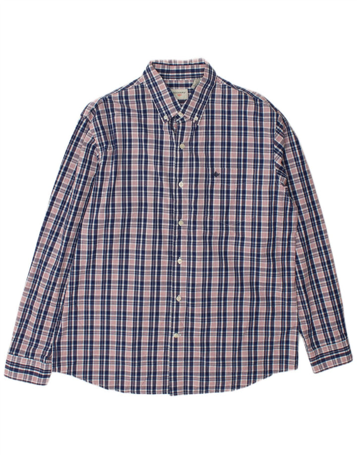 Dockers Mens Shirt Large Blue Check Cotton