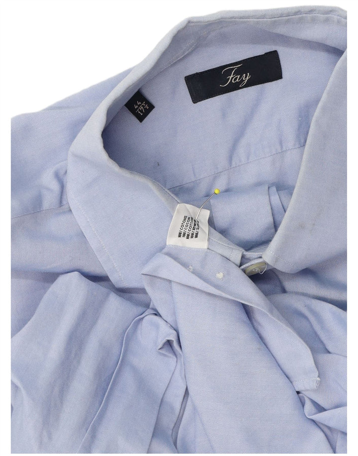Fay Mens Shirt Size 44 17 1/2 XL Blue Cotton