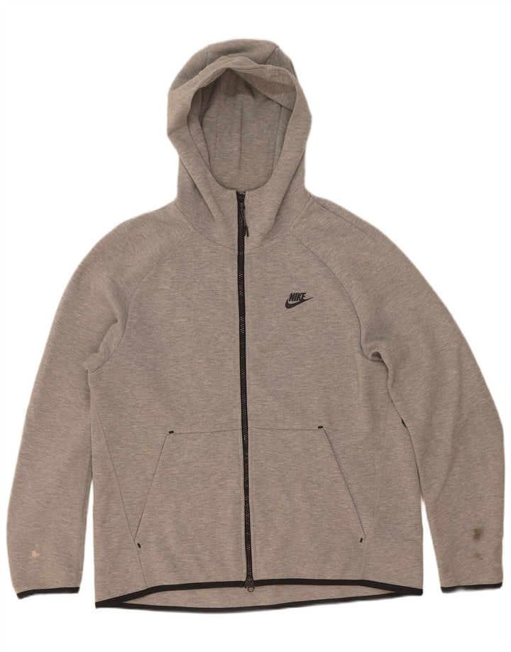 Nike Mens Zip Hoodie Sweater Large Grey Flecked Cotton