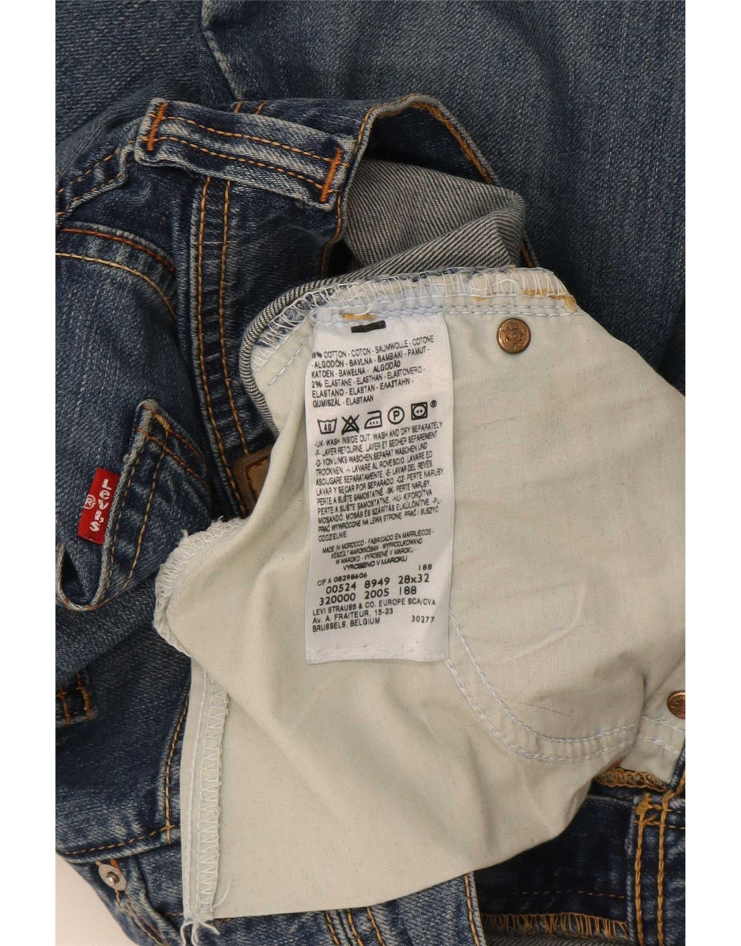 Levi's Womens Straight Jeans W28 L32 Blue Cotton