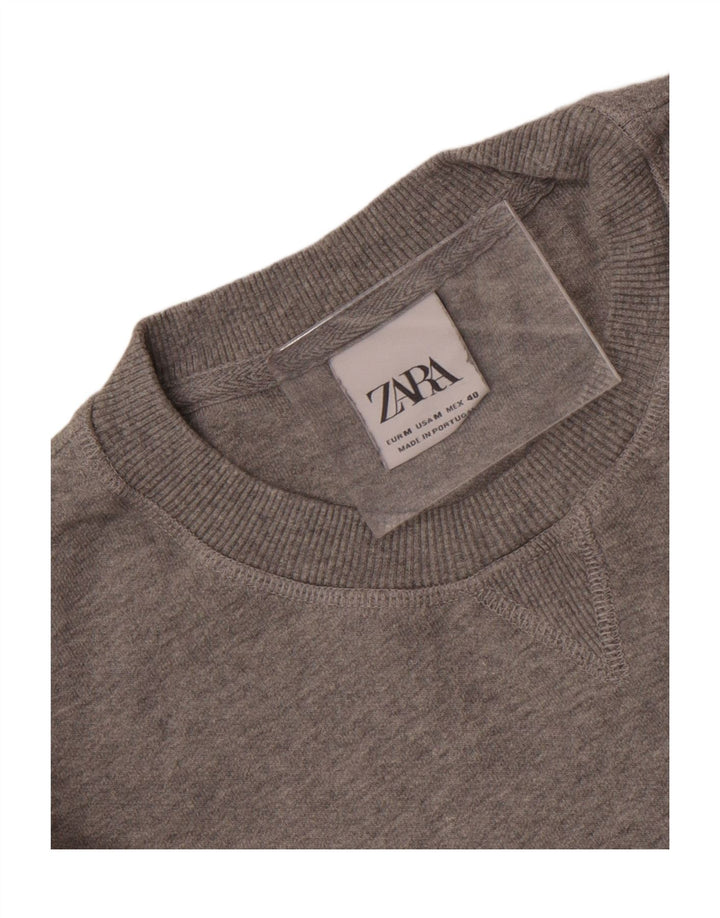 Zara Mens Crew Neck Jumper Sweater Medium Grey Flecked