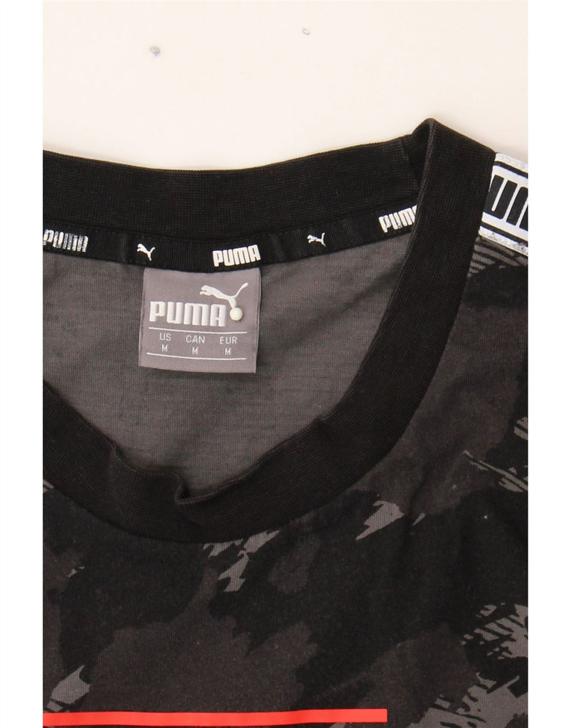 PUMA Mens Graphic T-Shirt Top Medium Black Camouflage Cotton Sports Vintage Puma and Second-Hand Puma from Messina Hembry 