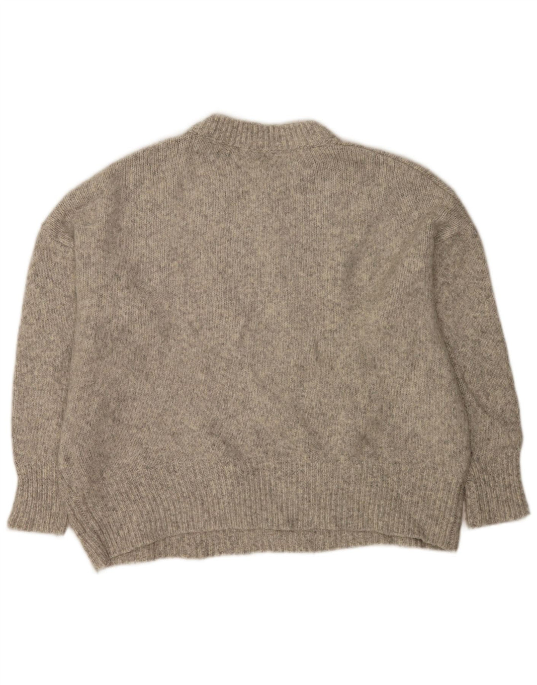 Zara Womens Oversized Crew Neck Jumper Sweater UK 14 Medium Grey Flecked