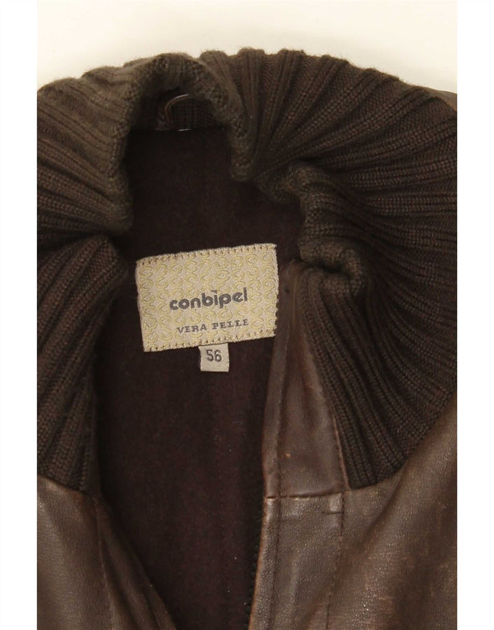Conbipel Mens Bomber Leather Jacket IT 56 2XL Brown