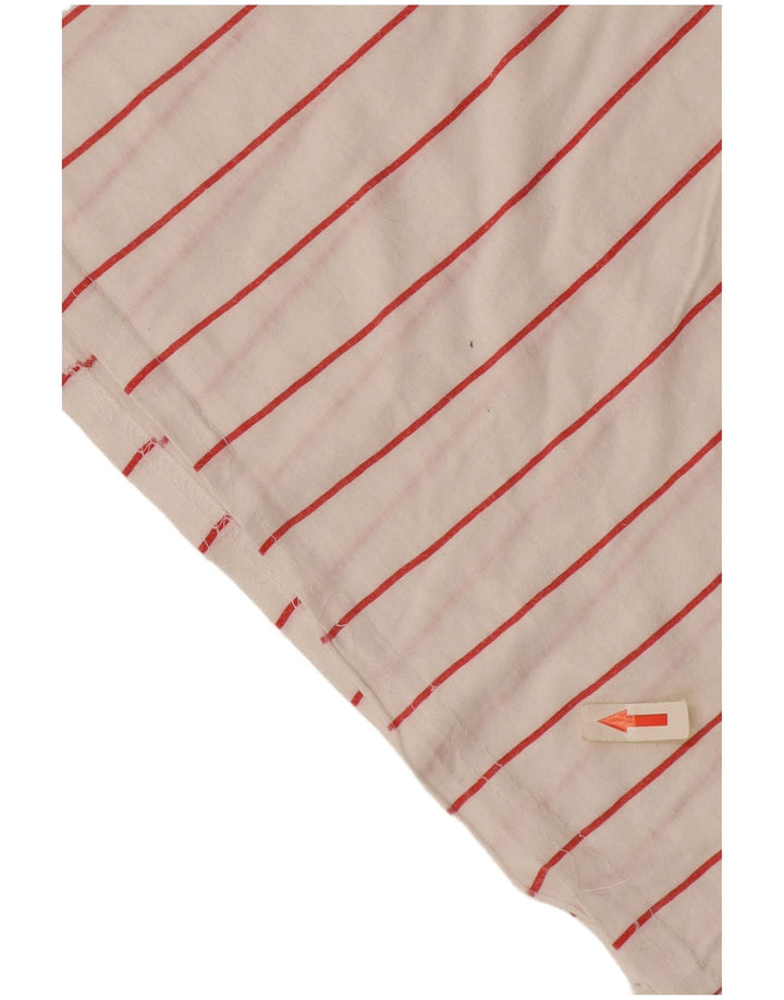 Vintage Womens T-Shirt Top UK 12 Medium White Striped