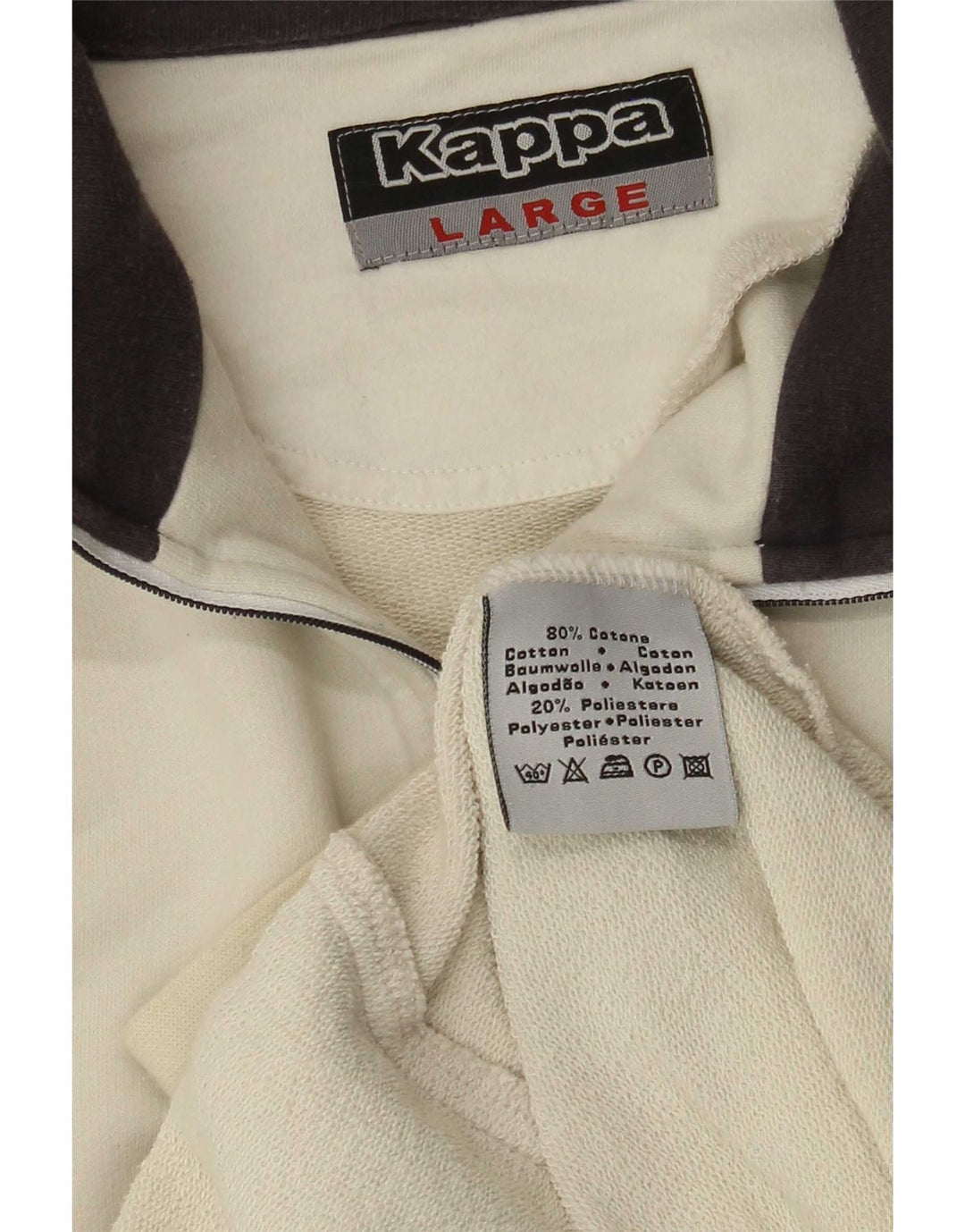 Kappa Mens Tracksuit Top Jacket Large Beige Cotton