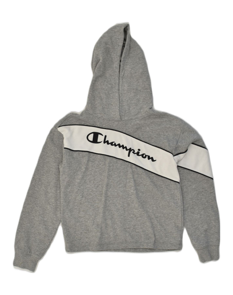 CHAMPION Girls Graphic Hoodie Jumper 11-12 Years Large Grey | Vintage Champion | Thrift | Second-Hand Champion | Used Clothing | Messina Hembry 