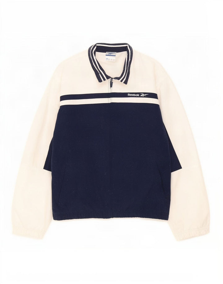 Reebok Womens Tracksuit Top Jacket UK 12 Medium Navy Blue Colourblock