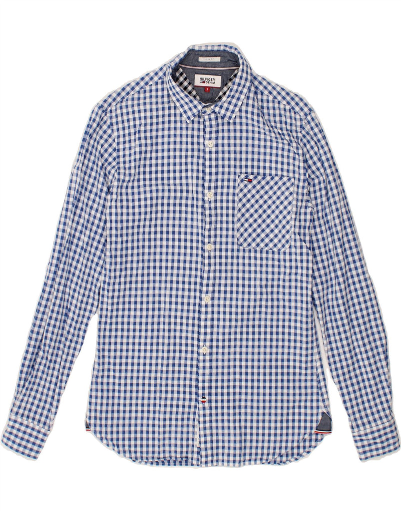 TOMMY HILFIGER Mens Slim Fit Shirt Small Blue Gingham Vintage Tommy Hilfiger and Second-Hand Tommy Hilfiger from Messina Hembry 
