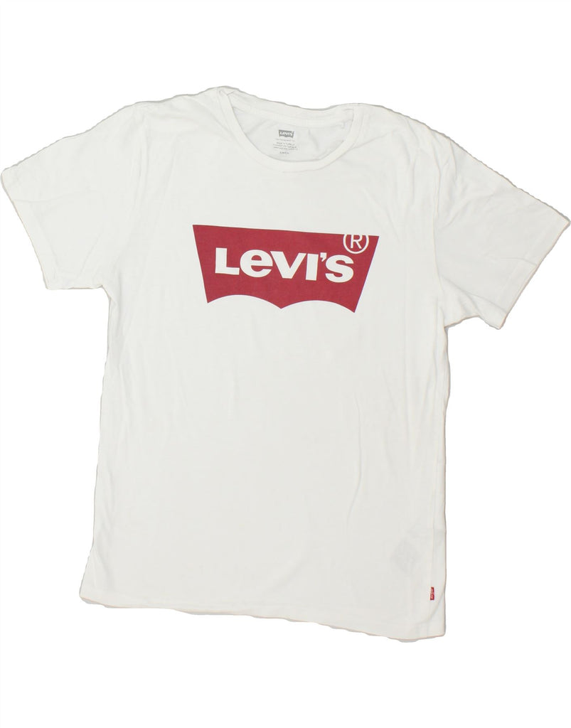 LEVI'S Womens Graphic T-Shirt Top UK 10 Small White Cotton | Vintage Levi's | Thrift | Second-Hand Levi's | Used Clothing | Messina Hembry 