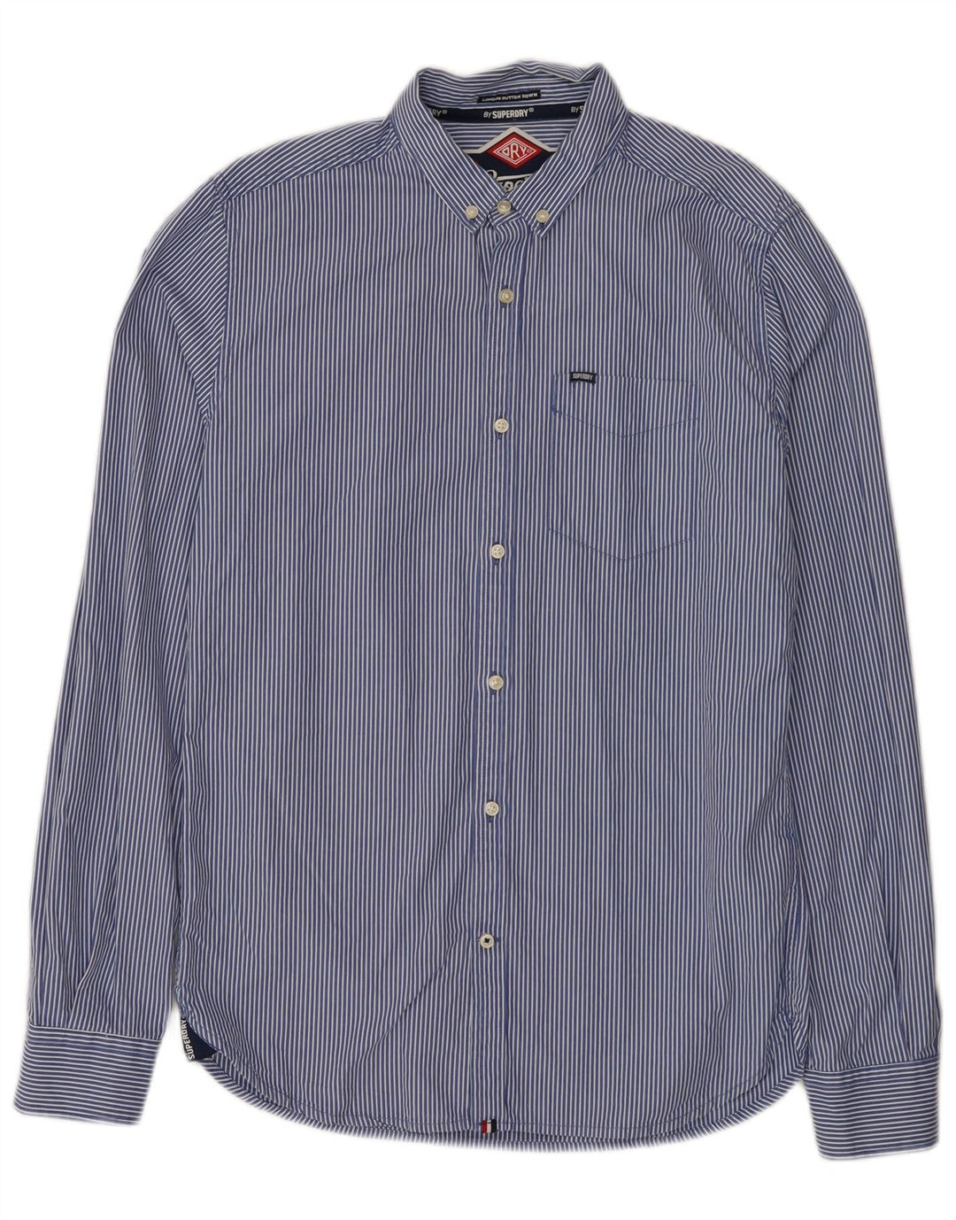 Superdry Mens Shirt Medium Blue Pinstripe Cotton