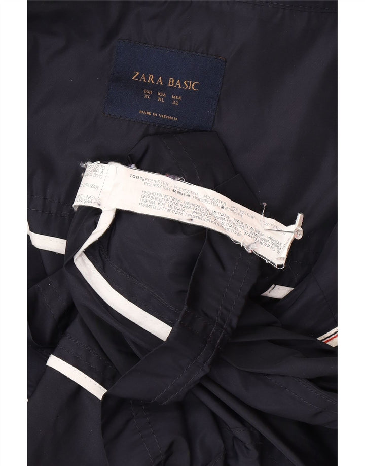 Zara Womens Hooded Utility Jacket UK 18 XL Navy Blue Polyester
