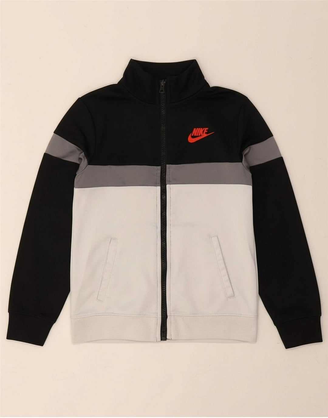 NIKE Boys Tracksuit Top Jacket 5-6 Years Medium Black Colourblock