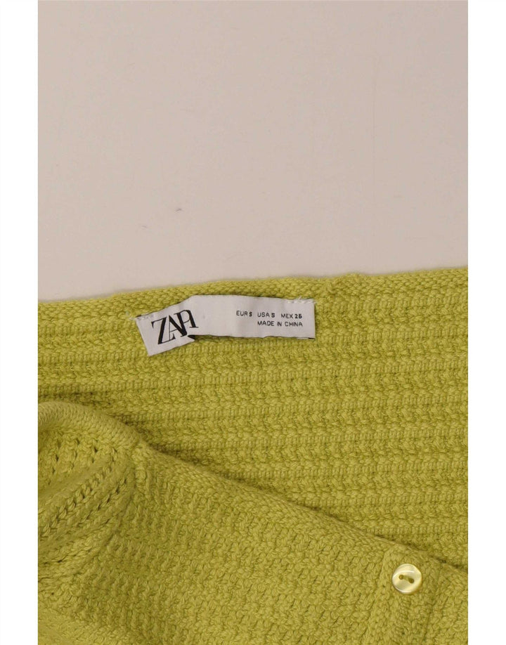 Zara Womens Knit Crop Top UK 8 Small Green