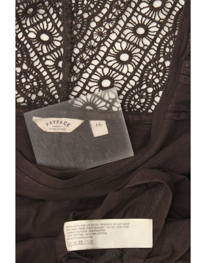 Fat Face Womens Top Long Sleeve UK 16 Large Brown Cotton