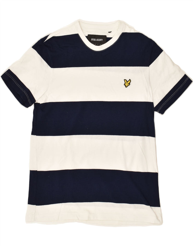 LYLE & SCOTT Mens T-Shirt Top Small Navy Blue Striped | Vintage Lyle & Scott | Thrift | Second-Hand Lyle & Scott | Used Clothing | Messina Hembry 
