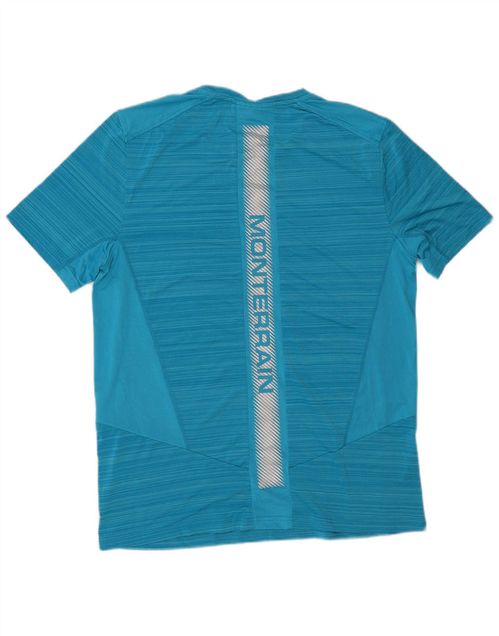 Monterrain Mens Graphic Graphic T-Shirt Top Medium Blue Striped Polyester