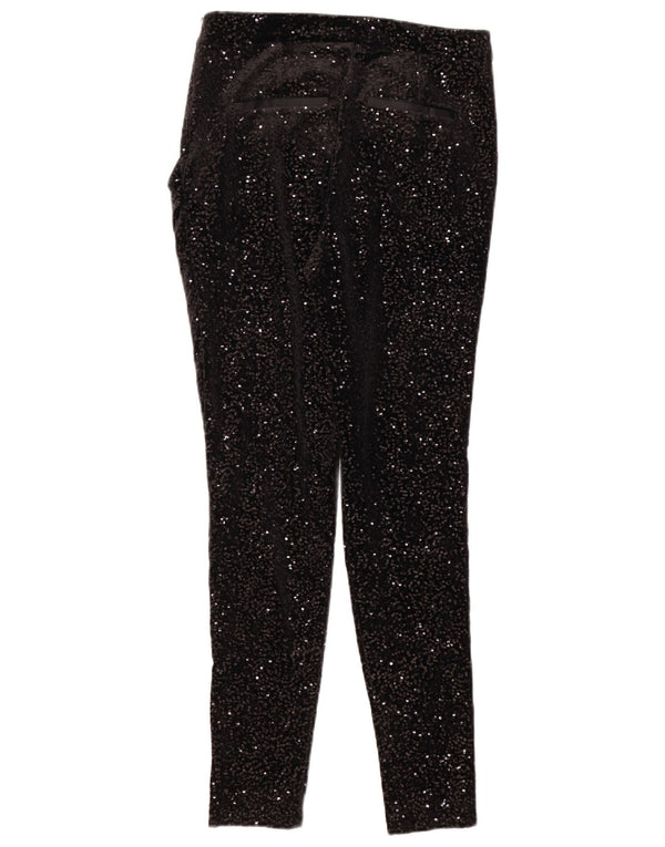 Zara Womens Skinny Sequin Casual Trousers XS W24 L29 Black Polyester