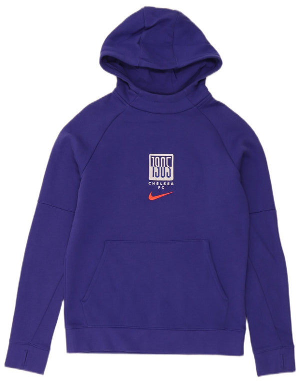 Nike Boys Chelsea FC Graphic Hoodie Jumper 12-13 Years Large Purple Cotton