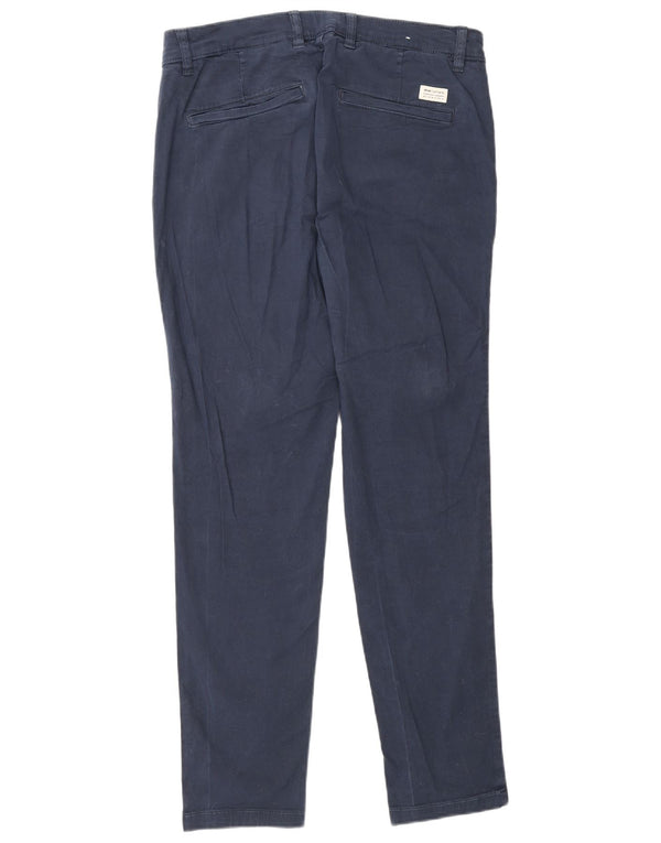 Zara Mens Slim Chino Trousers EU 42 Large W32 L29 Navy Blue Cotton