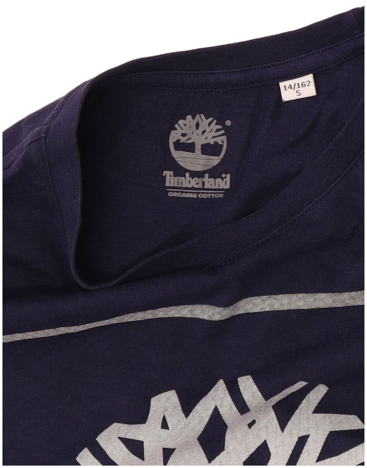 Timberland Boys Graphic Top Long Sleeve 13-14 Years Small Navy Blue Cotton