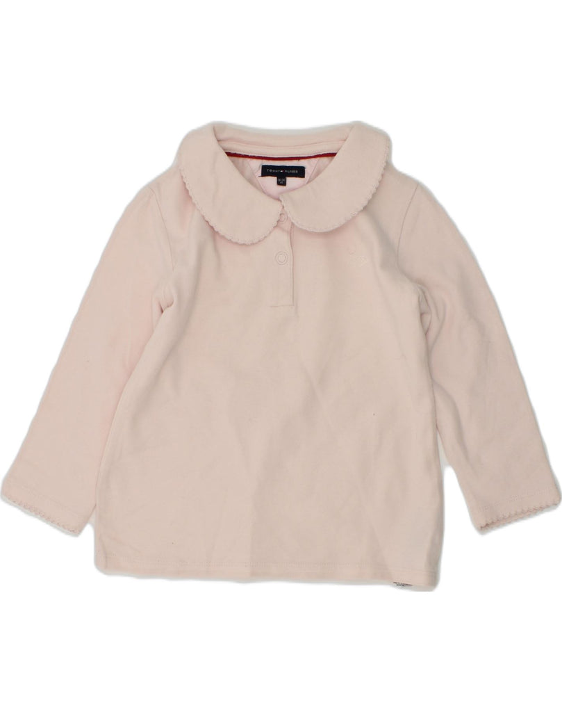 TOMMY HILFIGER Baby Girls Long Sleeve Polo Shirt 18-24 Months Pink Cotton | Vintage Tommy Hilfiger | Thrift | Second-Hand Tommy Hilfiger | Used Clothing | Messina Hembry 