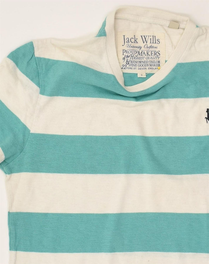 JACK WILLS Mens T-Shirt Top Small Blue Striped Cotton | Vintage Jack Wills | Thrift | Second-Hand Jack Wills | Used Clothing | Messina Hembry 