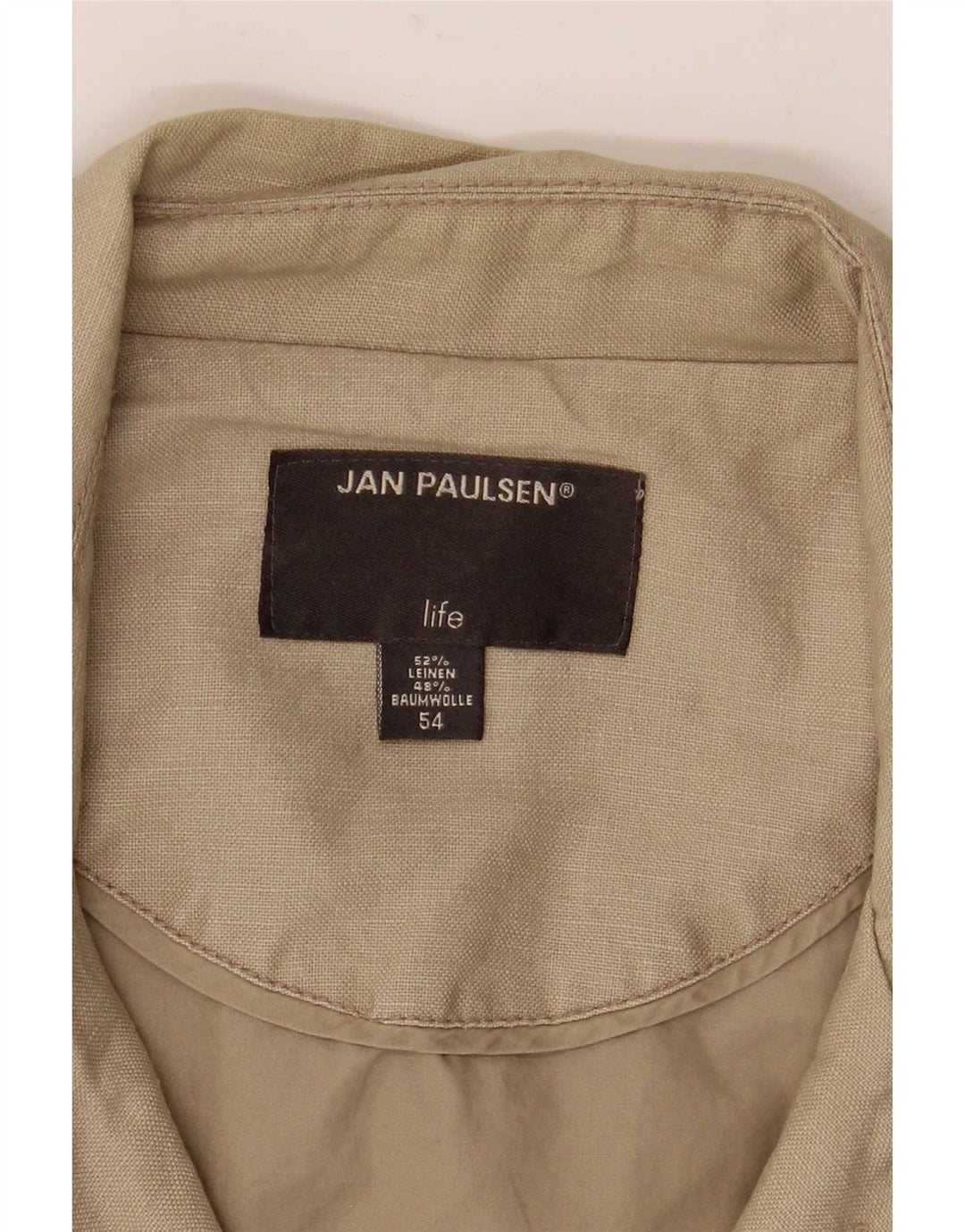 Jan Paulsen Mens Military Jacket EU 54 2XL Beige Linen