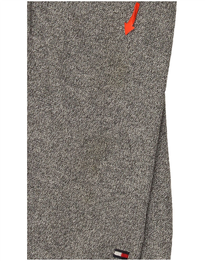 Tommy Hilfiger Mens Button Neck Jumper Sweater XL Grey Flecked Cotton