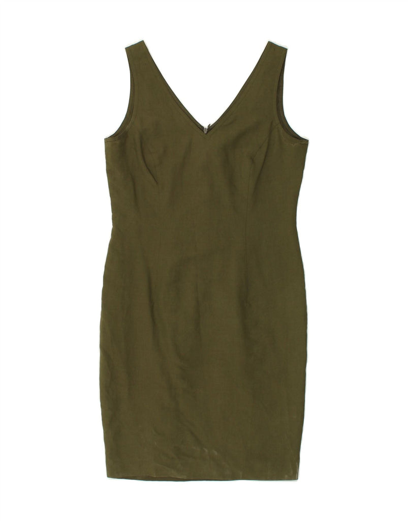 VINTAGE Womens Sleeveless Bodycon Dress UK 12 Medium Khaki | Vintage Vintage | Thrift | Second-Hand Vintage | Used Clothing | Messina Hembry 