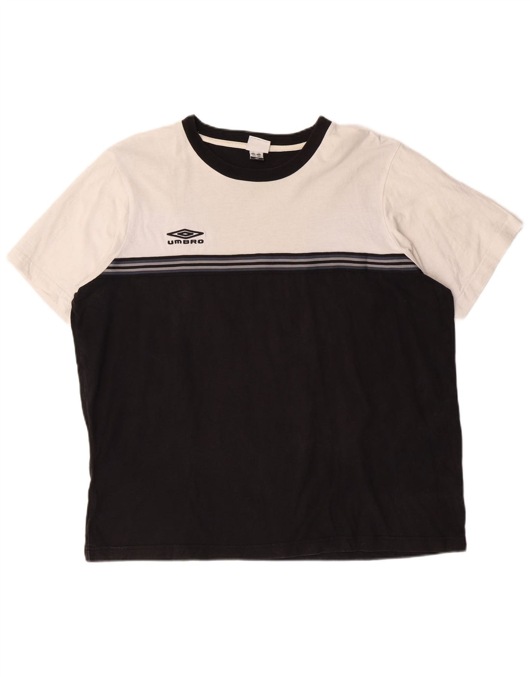 UMBRO Mens T-Shirt Top XL Black Colourblock Cotton