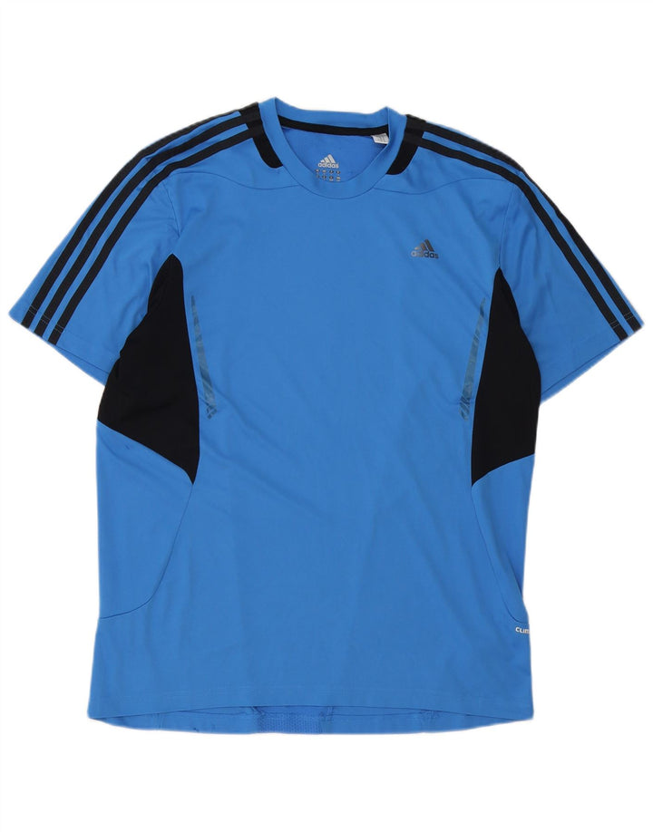 Adidas Mens Climacool T-Shirt Top Large Blue Colourblock Polyester