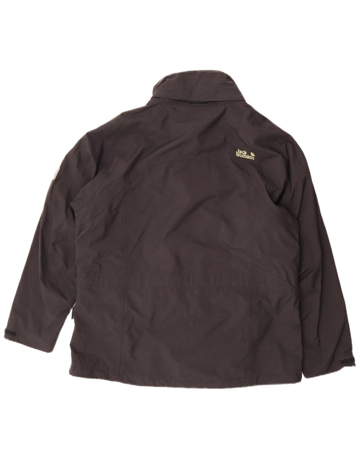 Jack Wolfskin Womens Oversized Rain Jacket UK 18/20 XL Black Polyamide