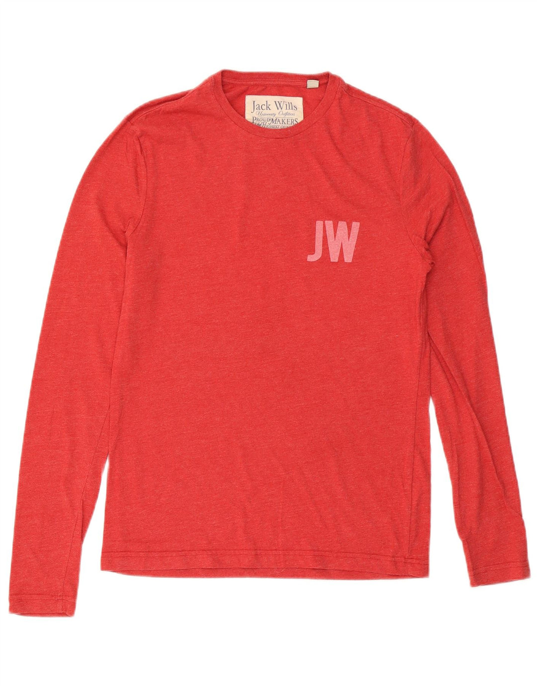 JACK WILLS Mens Graphic Top Long Sleeve Small Red Cotton