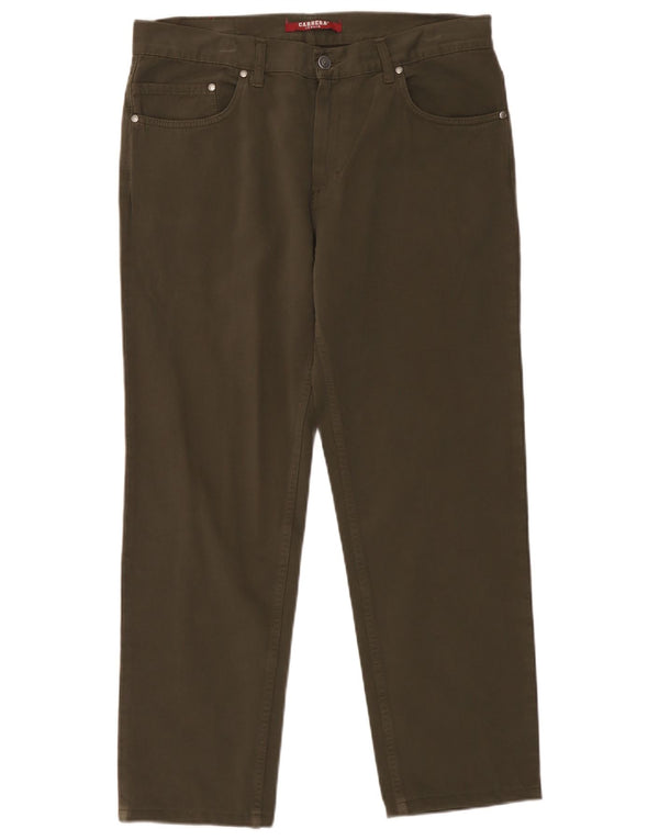 Carrera Mens 700 Straight Casual Trousers IT 50 Large W34 L27 Khaki Cotton