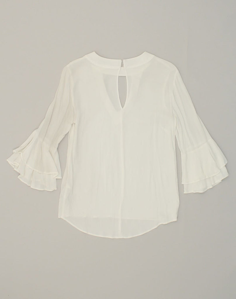 ZARA Womens Blouse Top UK 10 Small White Viscose | Vintage Zara | Thrift | Second-Hand Zara | Used Clothing | Messina Hembry 