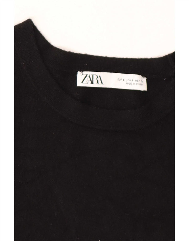 Zara Womens Boat Neck Jumper Sweater UK 10 Small Black