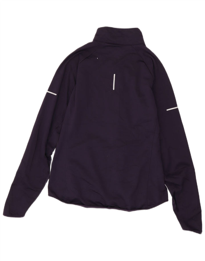 NIKE Womens Dri Fit Tracksuit Top Jacket UK 14 Large Purple Polyester