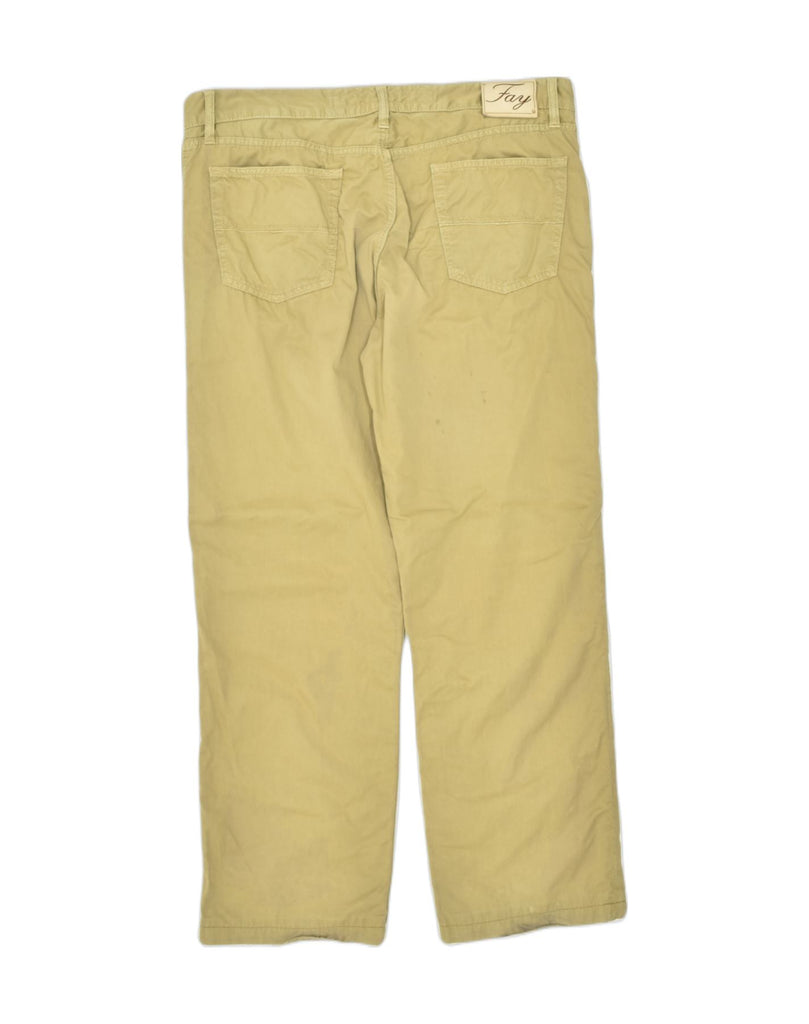 FAY Mens Straight Casual Trousers W40 L30 Khaki Cotton | Vintage Fay | Thrift | Second-Hand Fay | Used Clothing | Messina Hembry 