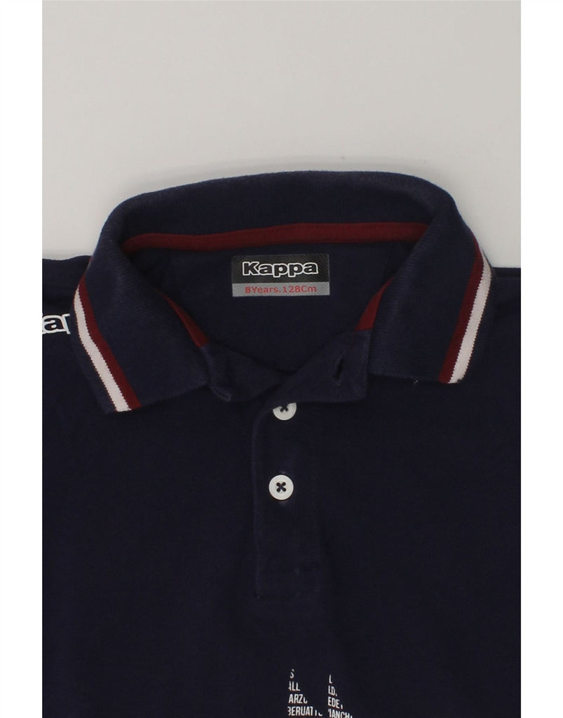 KAPPA Boys Graphic Polo Shirt 7-8 Years Navy Blue Cotton | Vintage Kappa | Thrift | Second-Hand Kappa | Used Clothing | Messina Hembry 