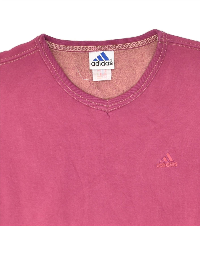 ADIDAS Womens Sweatshirt Jumper UK 14 Large Pink Cotton Vintage Adidas and Second-Hand Adidas from Messina Hembry 