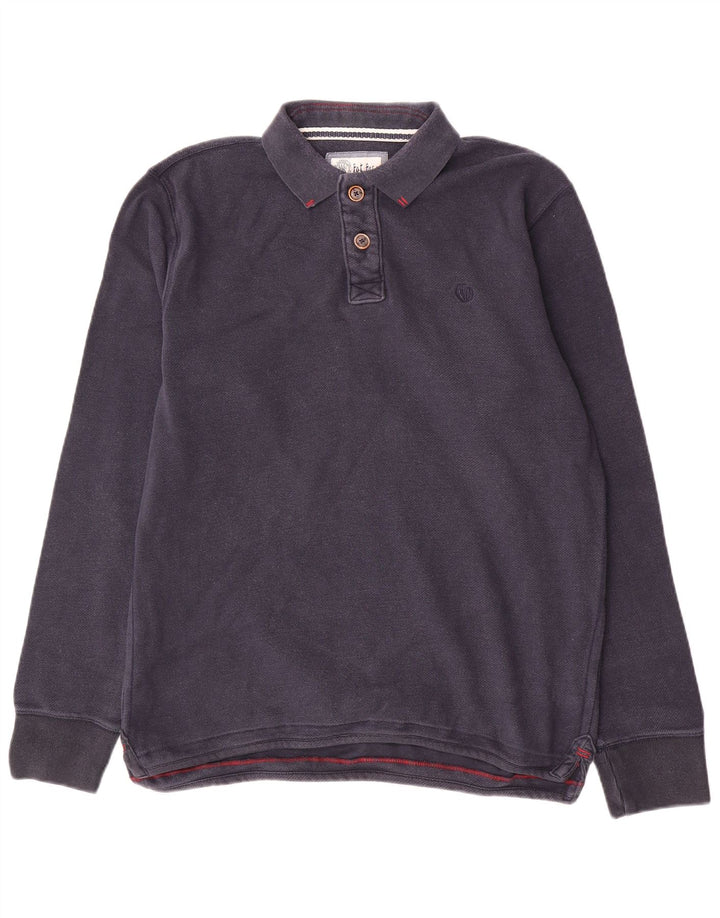 Fat Face Mens Long Sleeve Polo Shirt Medium Navy Blue Cotton