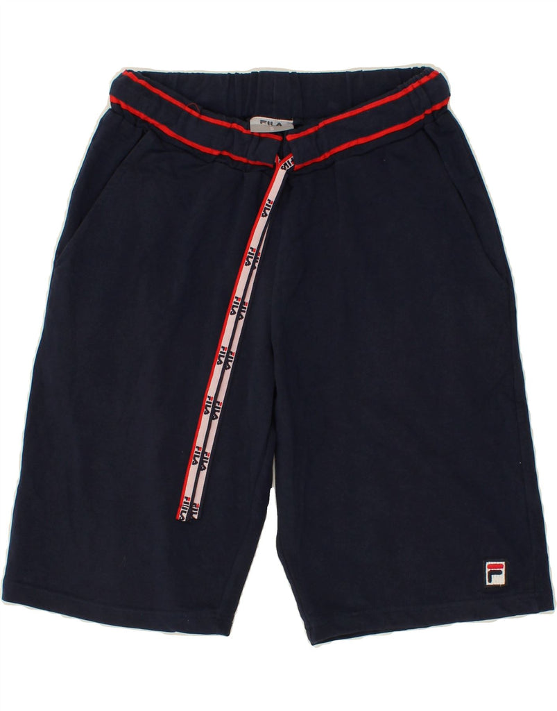 FILA Mens Graphic Sport Shorts Small Navy Blue Cotton Vintage Fila and Second-Hand Fila from Messina Hembry 